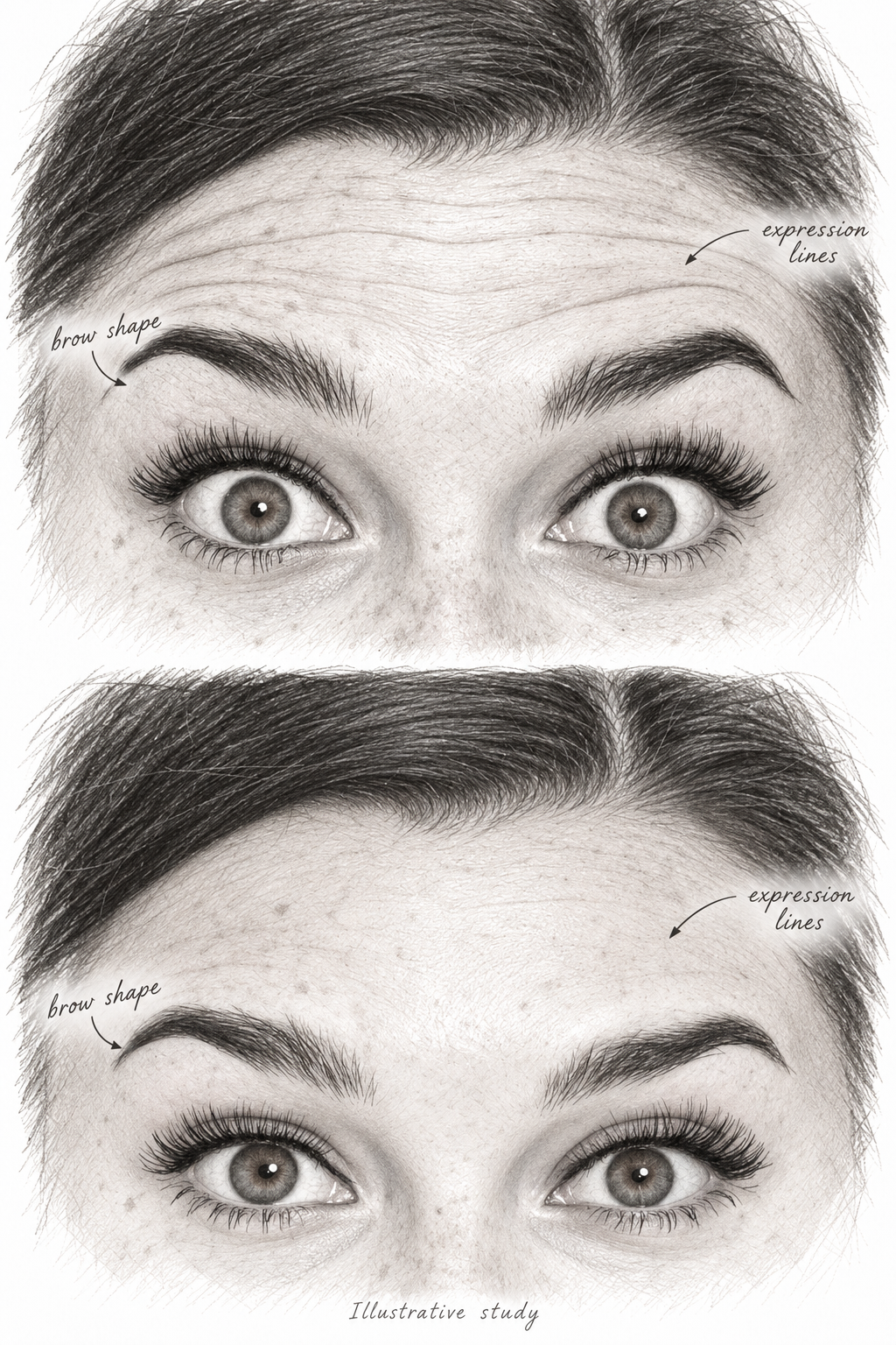 Illustrative carbon-pencil forehead study